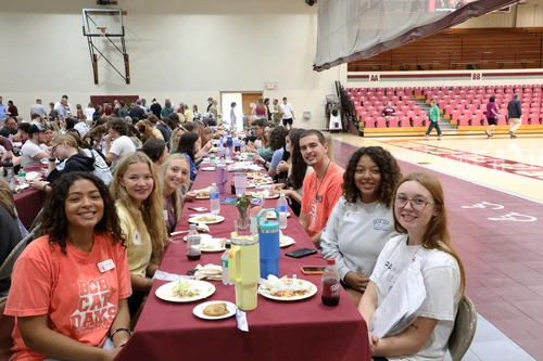 Group of people eating.
